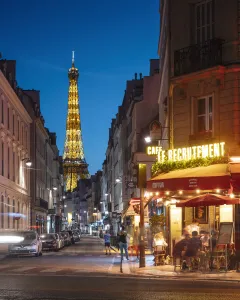Eiffel Tower at night, Paris, France