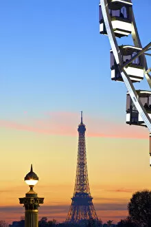 Images Dated 21st January 2014: Eiffel Tower From Place De La Concorde With Big Wheel In Foreground, Paris, France