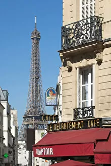 Eiffel Tower seen from Rue Saint-Dominique, Paris, France