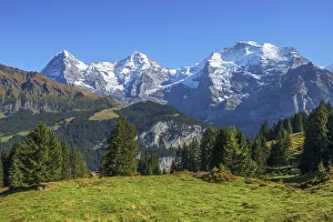 Eiger, Maonch and Jungfrau from Winteregg, MAorren, Berner Oberland, Switzerland