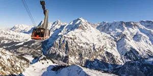 Schilthorn Prints: Eiger, Monch and Jungrau with cable car to Schilthorn, Birg, Berner Oberland