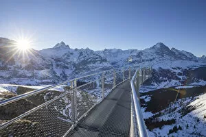 Images Dated 31st January 2022: Eiger mountain & Grindelwald First, Grindelwald, Jungfrau Region, Berner Oberland, Switzerland
