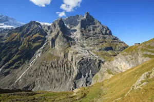 Images Dated 1st September 2021: Eiger with Pfingstegg hut, Grindelwald, Bernese Alps, Berner Oberland, Bern, Switzerland