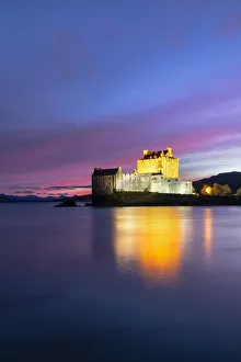 Dornie Prints: Eilean Donan Castle by night, Dornie, Kyle of Lochalsh, Scotland, United Kingdom