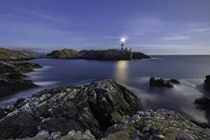 Images Dated 17th February 2021: Eilean Glas Lighthouse at night during full moon, Isle of Scalpay, Outer Hebrides