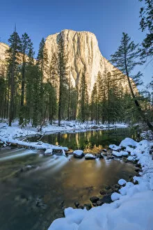 El Capitan & Merced River in Winter, Yosemite National Park, California, USA