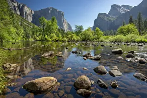 Valley View Prints: El Capitan and Yosemite Valley reflected in the Merced River at Valley View