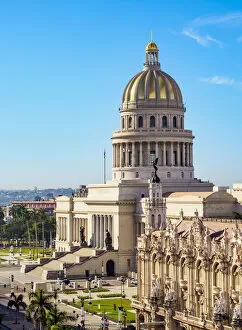 Images Dated 8th September 2020: El Capitolio and Gran Teatro Alicia Alonso, elevated view, Havana, La Habana Province