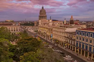 Rooftop Prints: El Capitolio and Hotel Inglaterra near Parque Central in Central Havana, Havana, Cuba