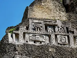 Masonry Prints: El Castillo, frieze detailed view, Xunantunich Archaeological Site, Cayo District, Belize