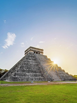 Great City Prints: El Castillo or Temple of Kukulcan at sunset, Chichen Itza, Yucatan State, Mexico