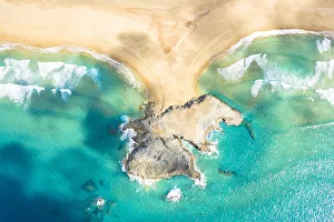 Transparent Prints: El Islote and Cofete Beach washed by ocean waves, Jandia, Fuerteventura, Canary Islands