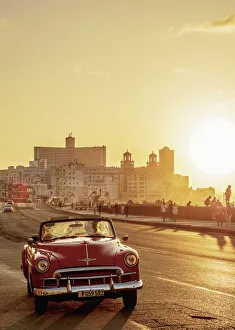 Cuba Prints: El Malecon at sunset, Havana, La Habana Province, Cuba