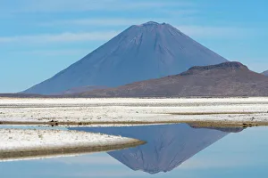 Republica Del Peru Prints: El Misti volcano reflected in a pool at salt flats
