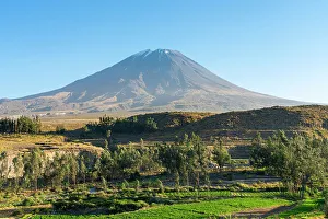 Republica Del Peru Prints: El Misti volcano and terraced fields