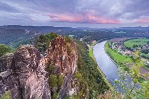 Images Dated 23rd September 2015: Elbe River at Bastei, Saxon Switzerland National Park, Saxony, Germany