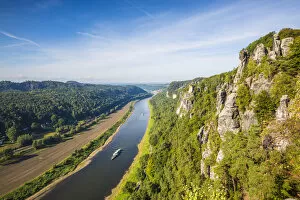 Images Dated 30th September 2015: Elbe River at Bastei, Saxon Switzerland National Park, Saxony, Germany