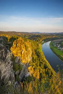 Basteigebiet Prints: Elbe River at Bastei, Saxon Switzerland National Park, Saxony, Germany