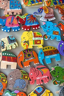 Images Dated 18th July 2016: Elephant Sri Lanka souvenir fridge magnets, Galle, Sri Lanka