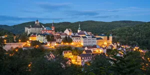 Images Dated 7th September 2020: Elevated scenic view of Loket at night, Loket, Sokolov District, Karlovy Vary Region