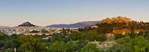 Images Dated 23rd February 2012: Elevated view towards The Acropolis & Lykavittos Hill, Thisso District, Athens