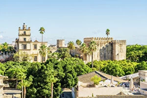 Images Dated 22nd May 2023: Elevated view of The Alcazar of Jerez de la Frontera and the old town of Jerez de la Frontera