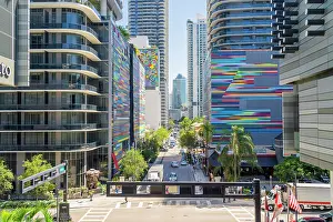 Brickell Prints: Elevated view over Brickell, Brickell, Miami, Florida, USA