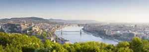 Royal Palace Prints: Elevated view over Budapest & the River Danube, Budapest, Hungary