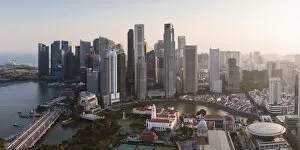 Images Dated 31st October 2018: Elevated view of business district at sunset, Singapore
