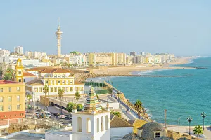 Andalusia Prints: Elevated view over Cadiz, Andalusia, Spain