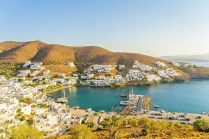 Aegean Prints: Elevated view of Chora, Astypalaia, Dodecanese, Greek Islands, Greece
