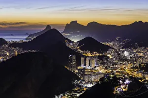Images Dated 22nd March 2016: Elevated view over the city at sunset from Sugarloaf (Pao de Acucar) in Rio de Janeiro