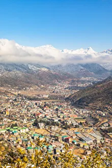 Elevated view of the city of Thimphu, Bhutan