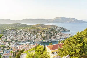Images Dated 10th January 2023: Elevated view over the colourful harbour in Symi, Dodecanese Islands, Greece