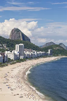 Elevated view of Copacabana beach, Rio de Janeiro, Brazil, South America