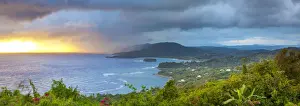 The Caribbean Prints: Elevated view over dramatic coastline from Noel Cowards Firefly, Roundhill