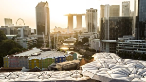 Clarke Quay Prints: Elevated view over the Entertainment district of Clarke Quay, Singapore River