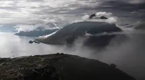 Norge Prints: Elevated view of the fjord right outside Leknes