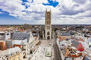 Images Dated 25th November 2019: Elevated view of Ghent Beffroi (Belfort), Belgium