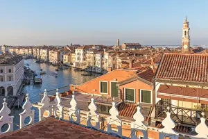 Elevated view of the Grand Canal from the terrace of the Fondaco dei Tedeschi, Venice