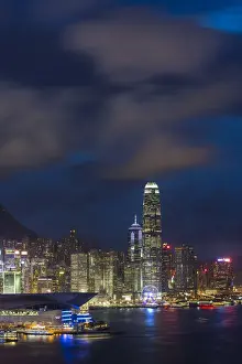 Elevated view, Harbour and Central district of Hong Kong Island and Victoria Peak