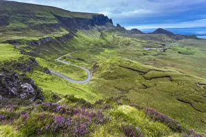 A Chuith Raing Gallery: Elevated view of highway on Quiraing, Isle of Skye, Highland Region, Scotland, United