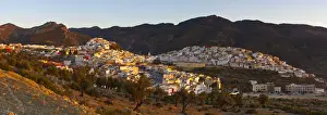 Vistas Prints: Elevated view over the historic hilltop town of Moulay Idriss illuminated at sunset