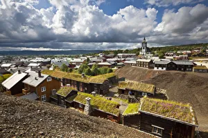 Mining Town Prints: Elevated view over the historic mining town of Roros, Roros, Sor-Trondelag County