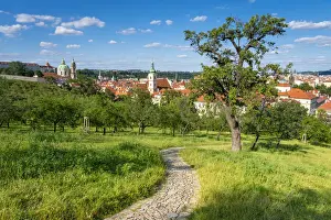 Prag Prints: Elevated view of Lesser Quarter of Prague with Church of Our Lady Victorious