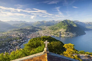 Elevated Collection: Elevated view over Lugano from Monte San Salvatore, Lake Lugano, Ticino, Switzerland