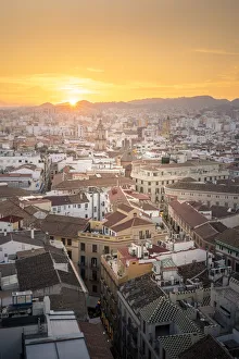 Elevated view of Malaga old town, Andalusia, Spain