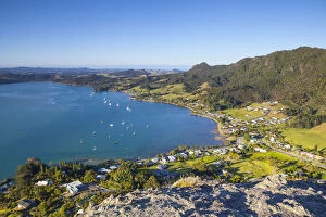 Elevated view over Mcleods Bay, Whangarei Heads, Northland, North Island, New Zealand