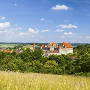 Images Dated 29th June 2015: Elevated view towards the medieval Harburg Castle, Swabia, Bavaria, Germany