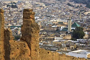 Elevated view over the Medina, Fez, Morocco, Africa